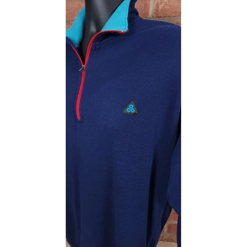 Nike ACG Sweater Mens Large Blue‎ 1/4 Zip Fleece Pullover Y2K USA Made Vintage